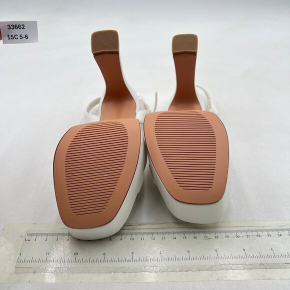 White Open Toe Strappy Platform Sandals Slingback High Chunky Heel Party Shoes - Picture 6 of 7